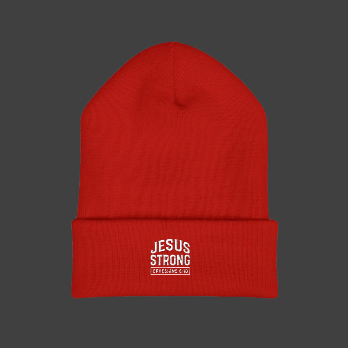 Embroidered Jesus Strong Beanie Cap