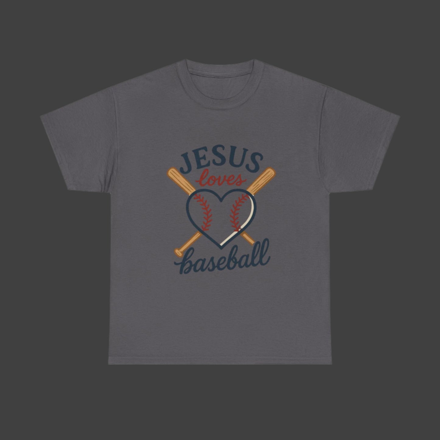 JESUS Loves Baseball Unisex Heavy Cotton Tee