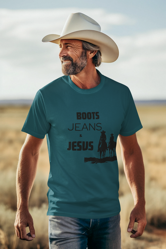 Boots, Jeans and Jesus Unisex Heavy Cotton Tee