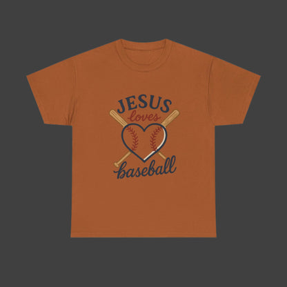 JESUS Loves Baseball Unisex Heavy Cotton Tee