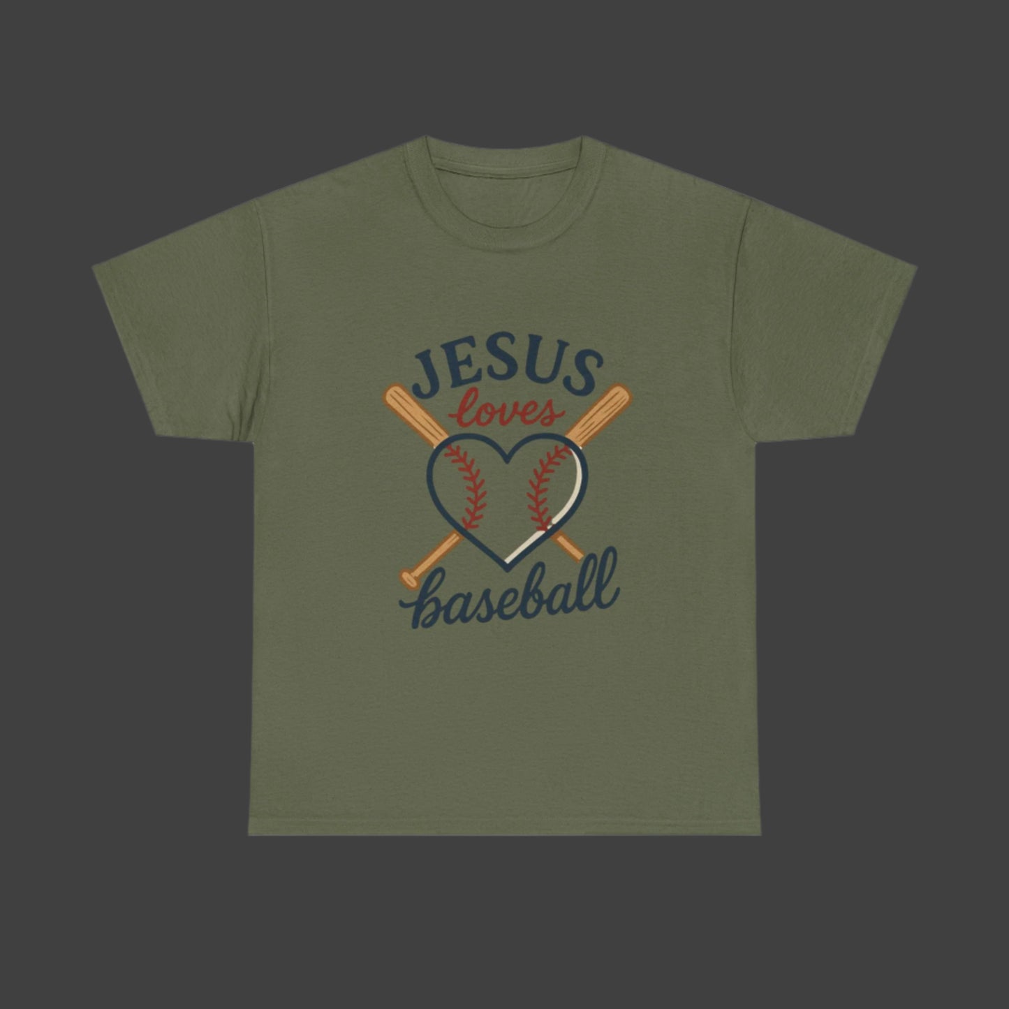 JESUS Loves Baseball Unisex Heavy Cotton Tee