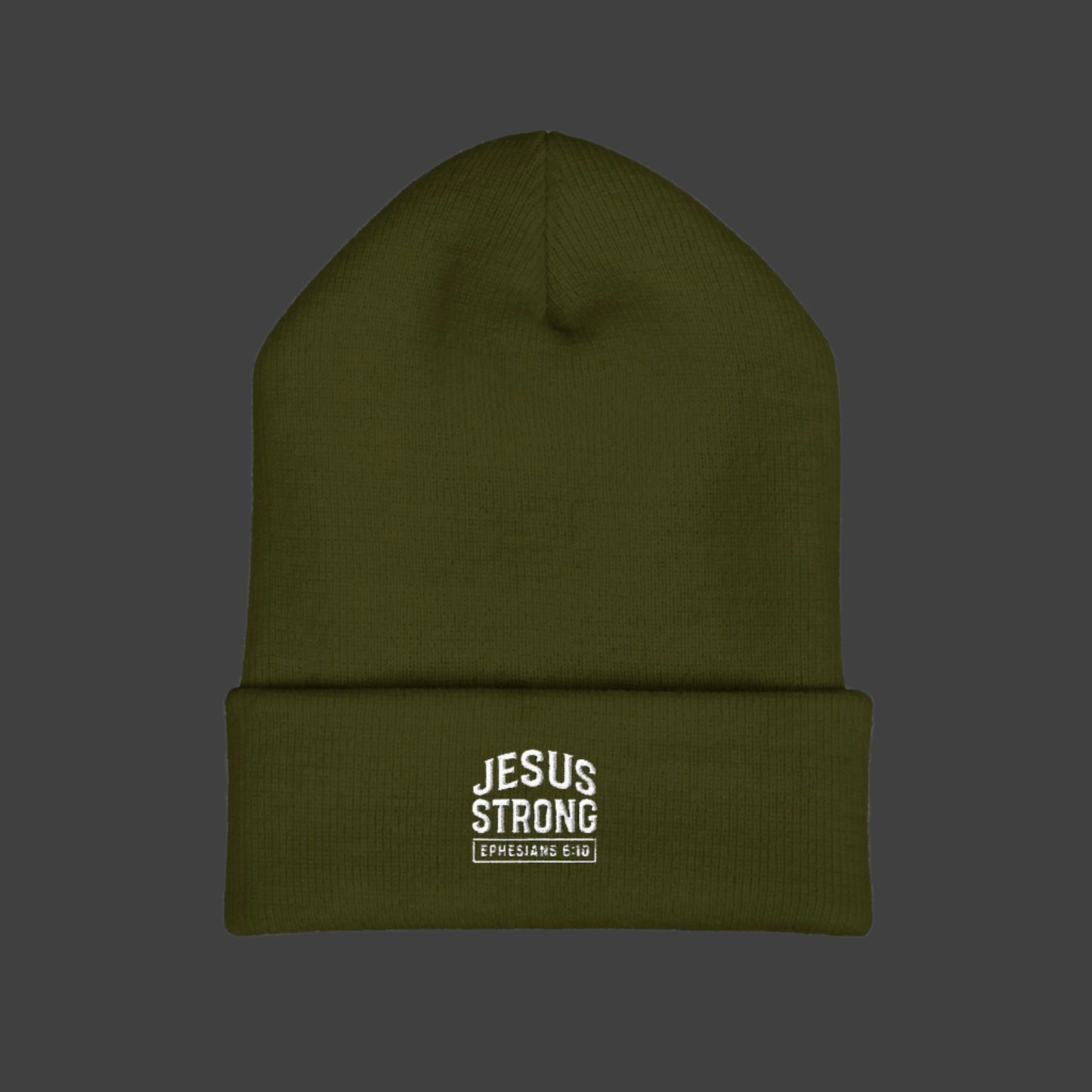Embroidered Jesus Strong Beanie Cap