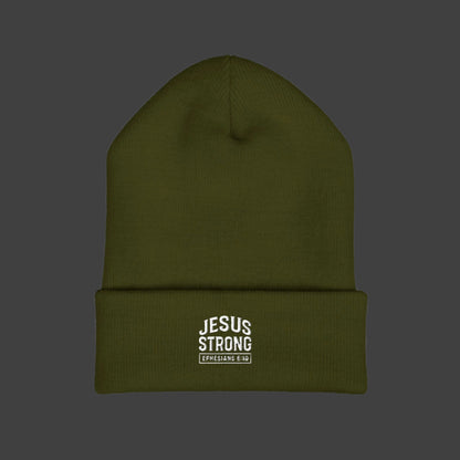 Embroidered Jesus Strong Beanie Cap