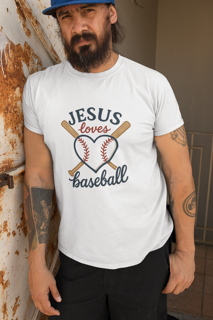 JESUS Loves Baseball Unisex Heavy Cotton Tee