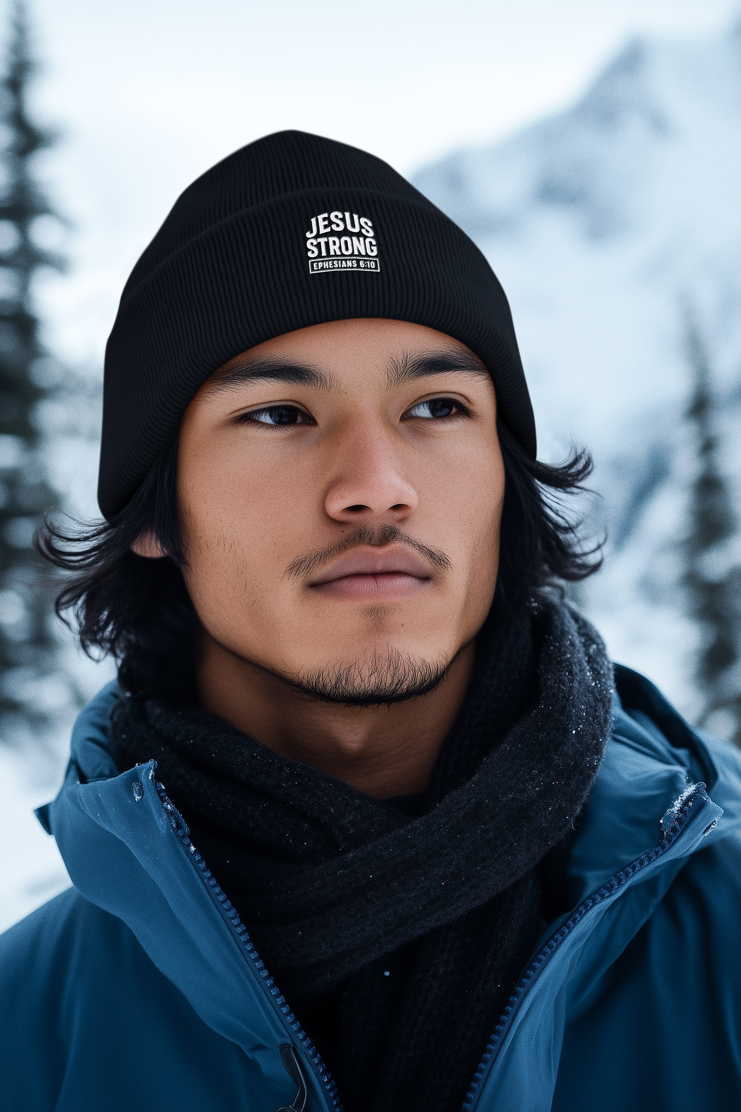 Embroidered Jesus Strong Beanie Cap