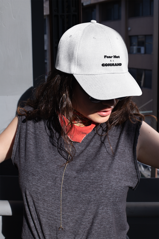 Embroidered White "Fear Not Is A Command" Classic Baseball Cap