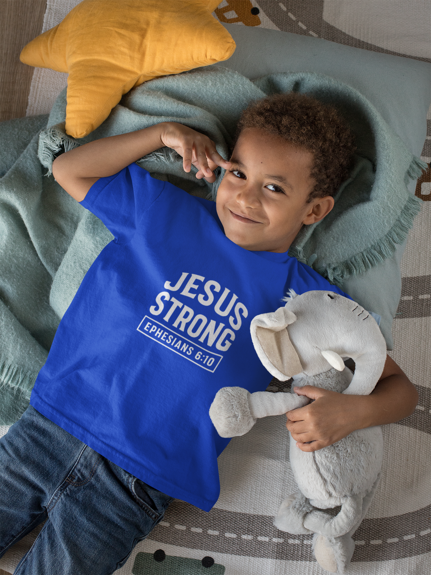 The JESUS Strong Ephesian 6:10 Kids Heavy Cotton™ Tee