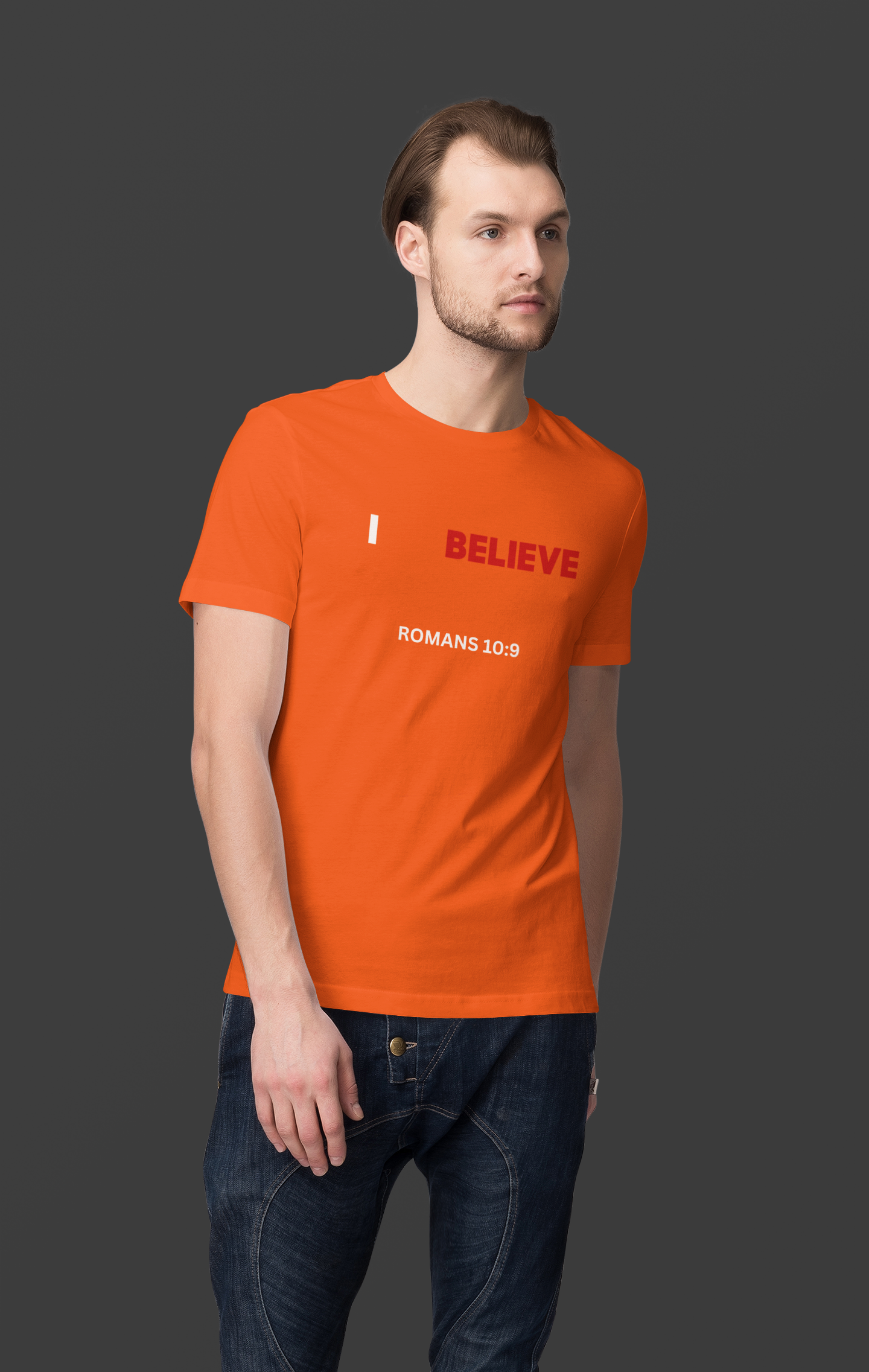 “I BELIEVE” Faith Declaration T-Shirt – Inspired by Romans 10:9 Unisex Heavy Cotton Tee (White Print)