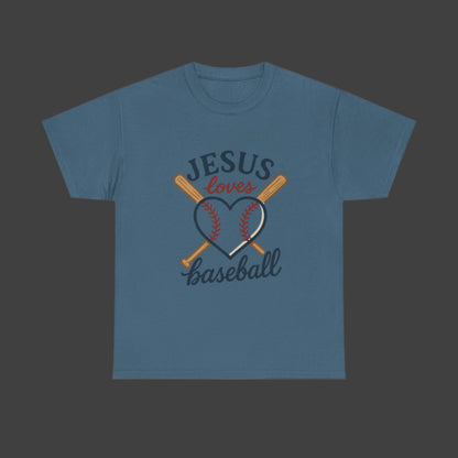 JESUS Loves Baseball Unisex Heavy Cotton Tee