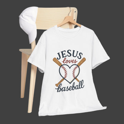 JESUS Loves Baseball Unisex Heavy Cotton Tee