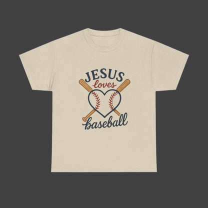 JESUS Loves Baseball Unisex Heavy Cotton Tee