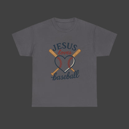 JESUS Loves Baseball Unisex Heavy Cotton Tee