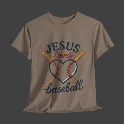 JESUS Loves Baseball Unisex Heavy Cotton Tee