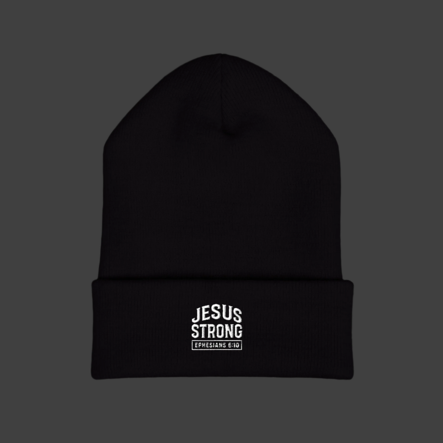 Embroidered Jesus Strong Beanie Cap