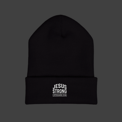 Embroidered Jesus Strong Beanie Cap